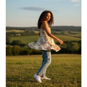 1357. American Eagle Outfitters Beige Floral Tunic